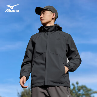 Mizuno outdoor jacket men's spring and autumn hooded versatile jacket top windproof and waterproof mountaineering jacket dark gray l