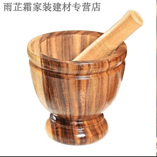 Garlic pounding barrel wooden mortar garlic pounding machine commercial wooden barrel garlic pounding machine no. 613 spot no. 6 about diameter 14 deep 8 centimeters complete set of wood color