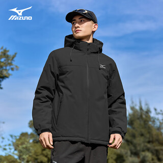 Mizuno outdoor cotton clothing men's autumn and winter jackets hooded windproof warm and versatile mountaineering clothes black 2xl