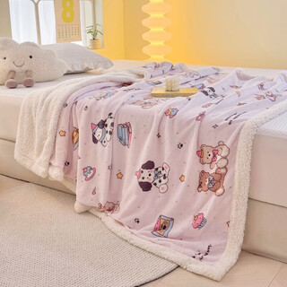 Fantasy a-type three-layer thickened plus plush blanket milk velvet office nap blanket kindergarten blanket autumn and winter blanket huahuaxiong double-layer thickened high-gram weight milk velvet + lamb's velvet 150*200 single blanket a-type skin-friendly warm can be spread and covered