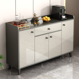 Konosu light luxury sideboard cupboard living room wall storage cabinet multi-function storage cabinet modern simple tea cabinet wine cabinet recommended four doors and one drawer sky gray 120*34*98cm self-installation