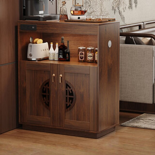 Qiuke solid wood sideboard dining table integrated living room partition cabinet home balcony new chinese style retractable small apartment storage cabinet upgraded to all solid wood 80 long bar cabinet with sensor light + socket