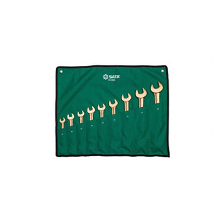 Shida fully polished double open-end wrench dual-purpose wrench set high-neck double plum blossom auto repair tool set 9-piece beryllium bronze explosion-proof dual-purpose wrench set 31304