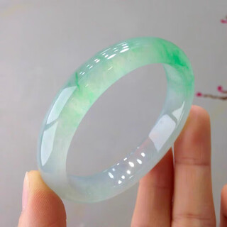 Falria burmese ice type sunny green jade bracelet ice transparent floating flower jade bracelet for women, concubine bracelet oval floating green jade bracelet no. 57