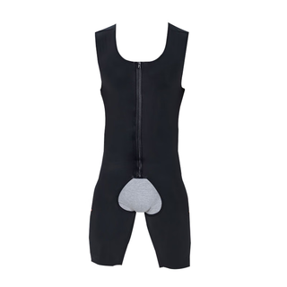 Banfishi slimming tummy control bodysuit men's tummy controlling underwear shaping garment tight-fitting body shaping garment after liposuction postoperative shapewear corset waist styling forced pressure no need to take off for defecation black zipper front and rear opening model