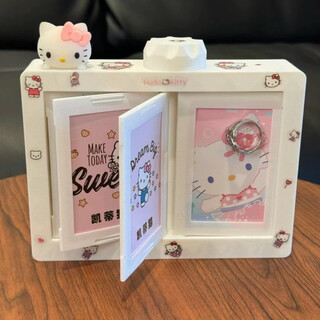 Xiaohongshu's same style polaroid kt flipping photo album three-dimensional rotating photo frame display stand couple photo storage three-inch white rotating photo album + kt cat accessories + stickers only the above can hold 12-24 photos