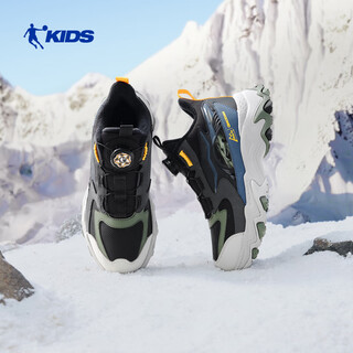 Jordan boys' plus velvet cotton shoes children's winter mid-top outdoor hiking shoes black/rowing blue 41