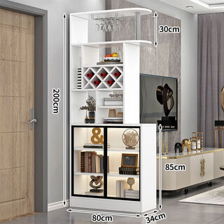 Nuogan shoe cabinet and entrance cabinet integrated modern light luxury simple living room screen entrance partition cabinet multi-functional wine cabinet storage cabinet warm white + glass door + 80 * 34 * 200 cm, installed by yourself