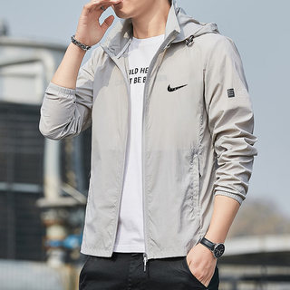 Brand sun protection clothing men's summer skin clothing breathable thin hooded jacket outdoor ice silk sports fishing sun protection clothing gray l