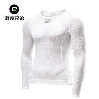 Rockbros long-sleeved sweatshirt breathable quick-drying top cycling jersey summer base cycling equipment for men white (xs/s)