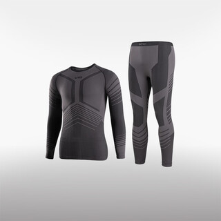 Uto carbon energy quick-drying clothing for men and women outdoor running mountaineering and skiing sports suit base thermal underwear black gray - men's xl