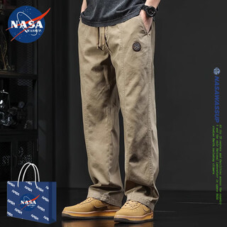 Nasawassup american retro casual trousers men's spring and autumn loose and versatile trendy casual trousers trendy brand straight overalls khaki spring and autumn style g112-drdc 2xl recommended 130 to 155 jin jin equals 0.5 kg