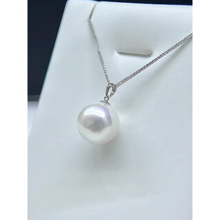 Dl 1998 fat donglai same style australian white pearl pendant natural color freshwater edison comparable to perfect round strong light almost flawless 1 18k thick gold version melon seed buckle (+ silver chain) 11-12mm