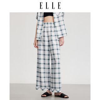 Elle plaid casual suit 2025 summer new style loose, lazy, skin-friendly, comfortable, can be weared outer home clothes black and white (pajama pants) s