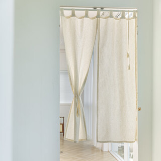 Oluoxun custom-made zsh high-looking door curtain cotton and linen punch-free partition curtain kitchen half curtain curtain fabric japanese door curtain sling processing-bifold type anti-lock without rod, width 85*height 120cm (suitable for door width 65-80)
