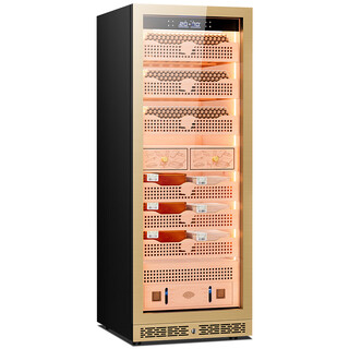 Kelong 608c cigar cabinet with constant temperature and humidity, water ion ammonia removal, smart wifi, iot control, air-cooled cedar wood liner shelf, alcohol feeding, water circulation compressor, refrigeration cigar cabinet, rose gold 1 box culture + cedar wood liner shelf + purified ammonia + wifi