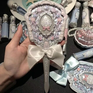 Flower knowledge shell pearl handheld mirror princess style ocean mermaid high-looking cosmetic mirror mini pendant 1 piece pearl white limited color