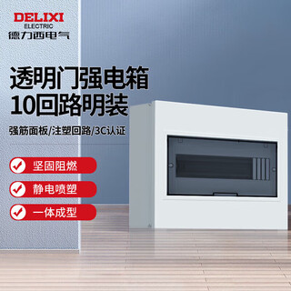 德力西电气强电箱配电箱空开箱布线箱家用PZ30v明装透明门10回路
