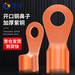 固乡 OT开口铜鼻子 国标紫铜纯铜线鼻子 电瓶螺栓压接头接线端子 铜线耳 原色瓶装 10个/瓶 OT-250A
