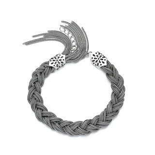 Fat donglai's same style twist bracelet s925 silver bracelet for women with tassels, intricate braids, retro handmade silver ornaments, silver 925 bracelet, weight 28 grams