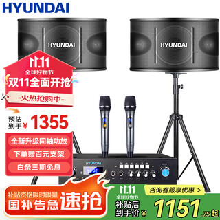 HYUNDAI家庭影院ktv音响套装家用k歌电视客厅会议室卡拉ok全套专业大功率功放机店铺卡包音箱设备 【升级版】10吋音响套装