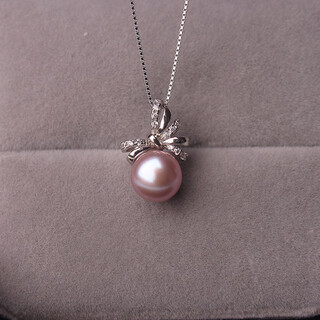 Fat donglai same style natural pearl pendant freshwater flat round 9-10mm s925 silver necklace purple pendant + 40cm chain 9-10mm