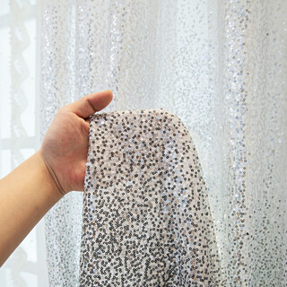 Wen yijia high-end gauze curtain black curtain window screen light luxury metal decoration industrial style sequin embroidery live broadcast room background sequin gauze white price per meter, free processing fee