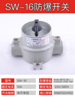Explosion-proof lighting switch sw-10 wall switch ct6 single control double control bqm86 type 220v/380v engineering model 220v