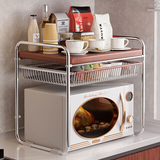 Added kitchen antique style microwave oven rack countertop drawer storage household multi-function rice cooker holder