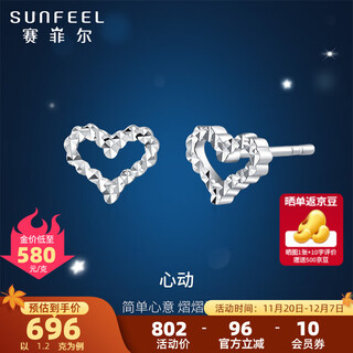 Safir platinum earrings for women, pt950 platinum heart flashing heart car flower platinum earrings as a birthday gift for your girlfriend, about 1.20 grams