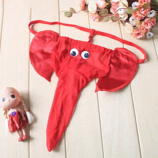 Banphis large size men's sexy underwear elephant t-pants cartoon sexy t-pants men's adult suit cherry temptation red