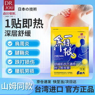 Morita cosmetics kinmen ginger patch plaster, frozen shoulder, tenosynovitis, lumbar muscle strain, waist and leg pain patch, 6 pieces