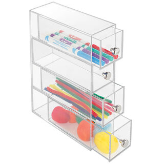Interdesign36560eu 4-drawer dresser/cosmetic organizer, set of 1, clear transparent set of 1