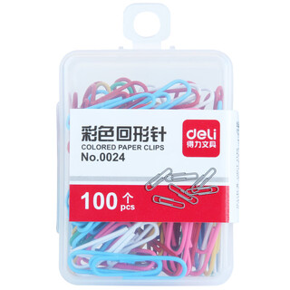 Deli 0024 29mm 100 pieces/box paper clips (price unit box) color