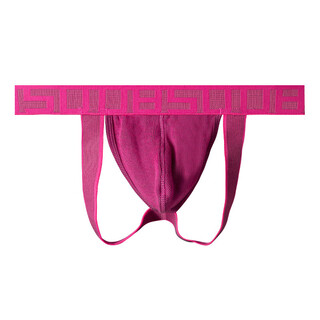 Adano sexy men's thong cotton low-waist double butt lift back hollow no-take-off sexy bikini underwear for men rose red xl