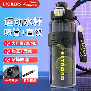 Lingchen sports water cup, large-capacity plastic cup for male and female students going to school, high temperature resistance, portable fitness kettle in summer