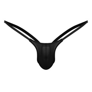 Foreign trade popular men's thong sexy low-waisted double thong underwear men's tight elastic breathable quick-drying briefs black one size (men's 2.2-2.8 feet)