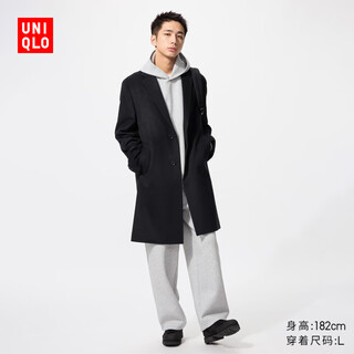 Uniqlo men's and women's wool cashmere blended long coat jacket/25 new 478285 09 black l/175/100a