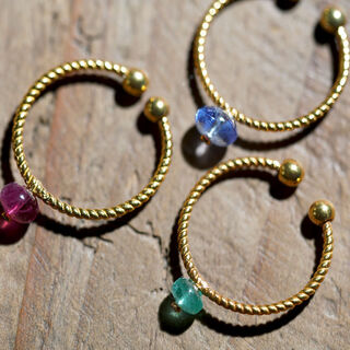 Kuxafongfong natural emerald rubile tanzanite diamond twisted open removable silver ring stacked tail ring tanzanite no. 10 down