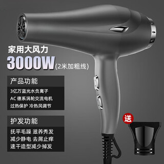 Rasw german hair dryer for barber shops, special for hair salons, high wind silent hair dryer for home barber shops, high power without damaging the hair, 3800w fast drying hot and cold dryer, gray 3800 watts - ac ac pure copper large motor - 3.0 meters cable
