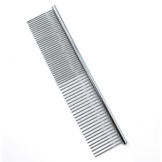 Pet grooming comb small professional comb teddy open knot straight comb flea cat and dog supplies silver-19*3.5cm-1 pc