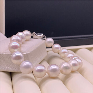 Fat donglai quality natural pearl bracelet necklace 9-10mm nearly perfectly round and strong light for mother-in-law, white 7-8mm x 20cm