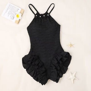 Acjk2025 new black fashionable one-piece swimsuit for women with small breasts gathered to cover belly and slimming seaside vacation hot spring swimsuit black l