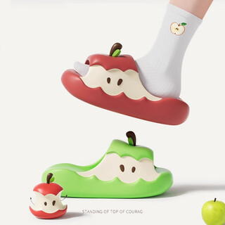 Pingxiao internet celebrity apple eva slippers for women students summer outer wear thick-soled cartoon cute and comfortable home sandals and slippers yuanyang apple -eva high elastic rubber plastic 36