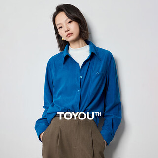 Chuyu pictorial shirt corduroy shirt women's 2025 autumn new high-quality temperament top lake blue m