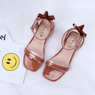 Nian lulan girls sandals 2025 new high heel princess shoes fashionable little girls soft sole internet celebrity shoes medium and big children baby shoes pink 26 / inner length approximately 15.8cm