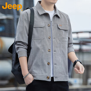 Jeep (jeep) jacket men's autumn and winter corduroy business executive jacket tops trendy men's gray xl
