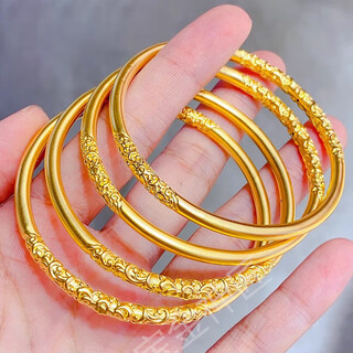 Old temple gold curly grass pattern ancient method heritage ring women's bracelet 999 gold clad silver fashion wedding gift girlfriend 5mm curly grass pattern bracelet 64 rings