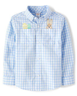 Gymboreegymboree boys and toddlers long sleeve button-down shirt, plaid bunny, 12 plaid bunny 12