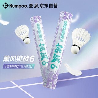薰风（KUMPOO）羽毛球 飞行稳定熏风训练比赛耐打鹅毛球12只装挑战6 77速